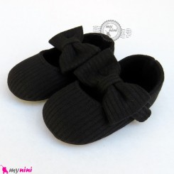 کفش دخترانه نوزاد و کودک کبریتی پاپیون مشکی Baby girl footwear