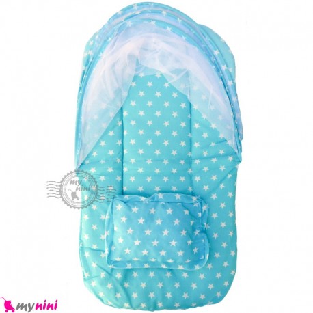 پشه بند نوزاد و کودک تشک دار مسافرتی آبی ستاره Espring Baby mosquito net