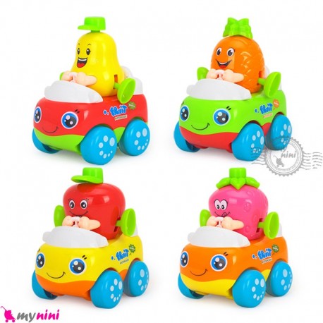ماشین میوه ای هویلی تویز 4 عددی قدرتی نشکن Huile Toys fruit car