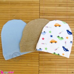 کلاه کشی نوزاد پنبه ای 3 عددی Newborn cotton hat set