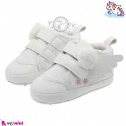 کفش نوزاد و کودک استپ دار سفید یونی کورن Baby first footwear