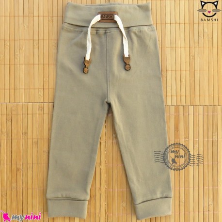 شلوار نخی راحتی بچه گانه بامشی رنگ خاکی Bamshi baby cotton pants