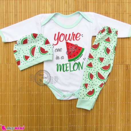 ست 3 تکه لباس هندوانه ای نوزاد و کودک cute watermelon baby clothes