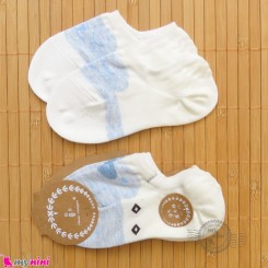 جوراب قوزکی بچه گانه الیاف ارگانیک آبی شیری 1 تا 3 سال baby cute socks