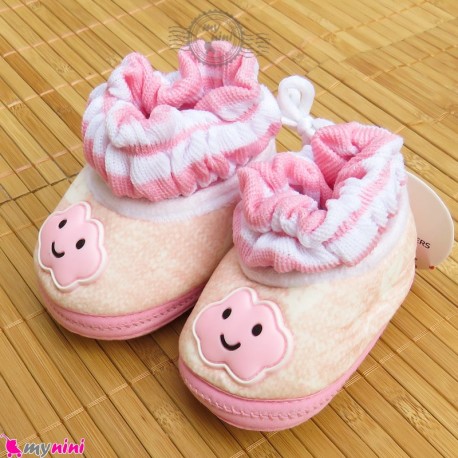 پاپوش مخملی نوزاد و کودک صورتی ابر Baby footwear