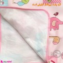 زیرانداز تعویض نوزاد سایز بزرگ پارچه ای 3 لایه صورتی حیوانات newborn changing mat