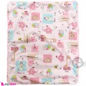 زیرانداز تعویض نوزاد سایز بزرگ پارچه ای 3 لایه صورتی حیوانات newborn changing mat