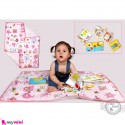 زیرانداز تعویض نوزاد سایز بزرگ پارچه ای 3 لایه صورتی حیوانات newborn changing mat