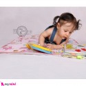 زیرانداز تعویض نوزاد سایز بزرگ پارچه ای 3 لایه صورتی حیوانات newborn changing mat