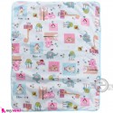 زیرانداز تعویض نوزاد سایز بزرگ پارچه ای 3 لایه آبی حیوانات newborn changing mat