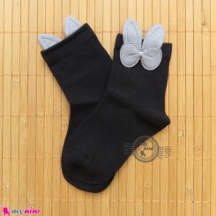 جوراب ساق دار بچگانه فانتزی نخی اعلا طرح خرگوش مشکی Baby cotton socks
