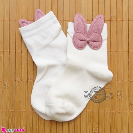 جوراب ساق دار بچگانه فانتزی نخی اعلا طرح خرگوش سفید Baby cotton socks