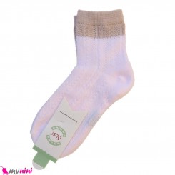 جوراب ساق دار دو رنگ بچگانه نخی اعلا صورتی یخی Baby cotton socks