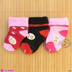 جوراب حوله ای گرم نوزادی 3 جفتی baby warm socks