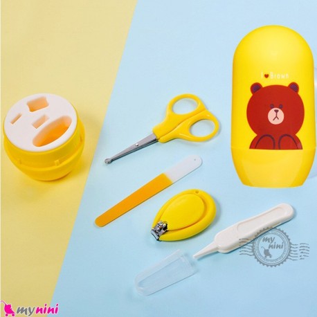 ست مانیکور نوزاد و کودک 5 تکه کارتونی حیوانات Baby nail clipper and scissor barrel set