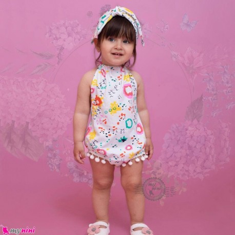 ست بادی فانتزی تل دار بچگانه طرح رنگی رنگی Baby bodysuits set