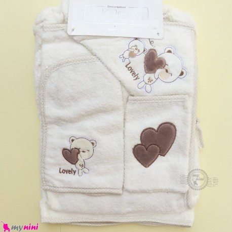 ست حوله تن پوش نوزاد و کودک 6 تکه مارک آی استار شیری خرس Baby towel set