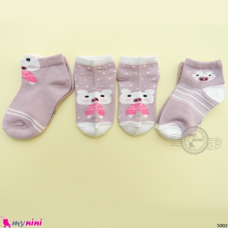 جوراب 3 عددی نخ پنبه ای بچگانه خوک مارک فیلاردی filardi Baby cotton socks