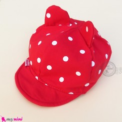 کلاه نقابدار بچه گانه قرمز گوش دار خالدار baby cotton cap
