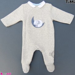 سرهمی نوزاد 2 لایه طوسی سنجاب مارک اورجینال تیمی Timi Baby sleepsuits