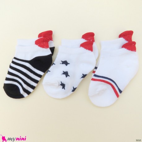 جوراب 3 عددی نخ پنبه ای بچگانه راه راه و ستاره مارک کاتامینو Baby cotton socks