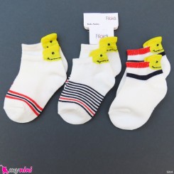 جوراب 3 عددی نخ پنبه ای بچگانه سفید راه راه مارک فیلاردی filardi Baby cotton socks