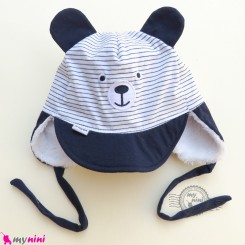 کلاه بچه گانه گرم روگوشی داخل خزدار نقابدار گرم سرمه ای خرس Baby warm hats