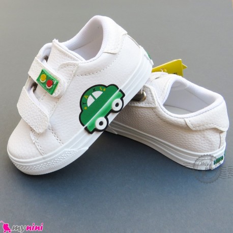 کفش اسپرت بچگانه ماشین سفید سبز Baby shoes