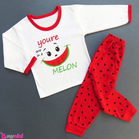 ست بلوز و شلوار یلدا نخی بچگانه هندوانه خندان cute watermelon baby clothes