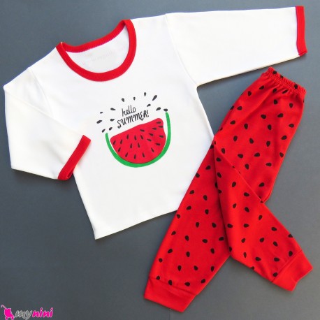 ست بلوز و شلوار یلدا نخی بچگانه هندوانه cute watermelon baby clothes
