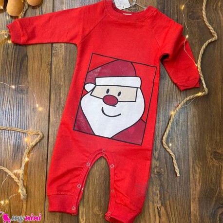 سرهمی بچگانه دورس نخی قرمز بابانوئل Baby warm cotton sleepsuits
