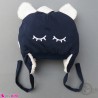 کلاه روگوشی گرم نوزاد داخل خزدار سرمه ای چشمها Baby warm hats