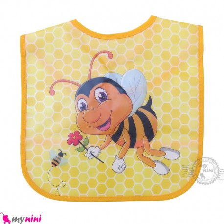 پیشبند نایلونی جیب دار وارداتی زرد زنبور Baby waterproof bib