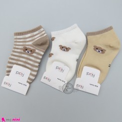 جوراب بچگانه 3 عددی نخ پنبه ای نسکافه ای خرس مارک فیلاردی filardi Baby cotton socks