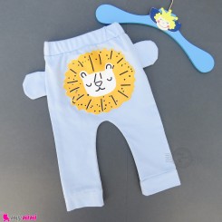 شلوار بچگانه اسلش نخی گوش دار راحتی آبی شیر baby pants