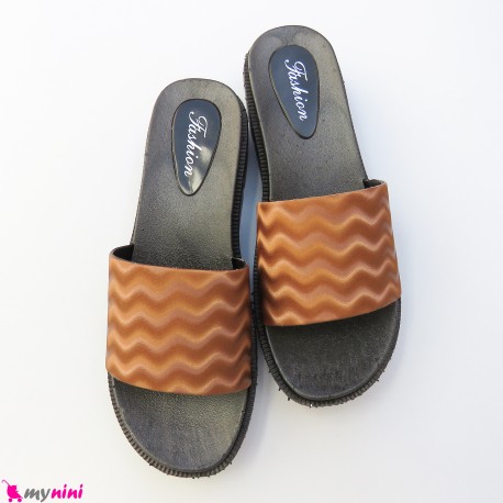 دمپایی و روفرشی زنانه اگونومیک شکلاتی طرح امواج دریا Women slippers