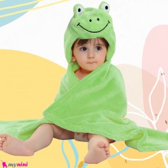 بهترین پتو نوزاد کلاهدار عروسکی وارداتی مارک آی بیبی سبز قورباغه Ibaby hooded fleece blanket