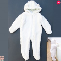 بهترین سرهمی گرم نوزاد کاپشنی خز سفید خرسی کلاهدار مارک اورجینال Urb Babies