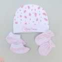 ست کلاه دستکش پاپوش نوزاد نخ پنبه ای سفید ابر و ماه مارک پاپوُ baby cotton hat Set