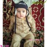 ست لباس بافتنی نوزاد و کودک سویشرت آستردار و شلوار رنگ نسکافه ای 0 تا 6 ماه baby warm clothes set