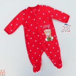 لباس زمستانی سرهمی نوزاد و کودک فوتر وارداتی قرمز خرس مارک اورجینال Little Me
