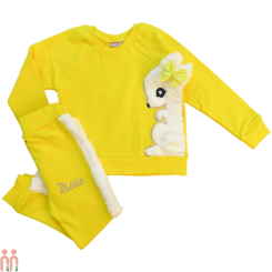 لباس دخترانه ست بلوز و شلوار دورس بچگانه زرد خرگوش Baby warm clothes set