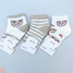 جوراب 3 عددی نخ پنبه ای بچگانه نسکافه ای تدی مارک فیلاردی filardi Baby cotton socks