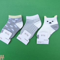 جوراب 3 عددی نخ پنبه ای بچگانه طوسی خرسی مارک فیلاردی filardi Baby cotton socks