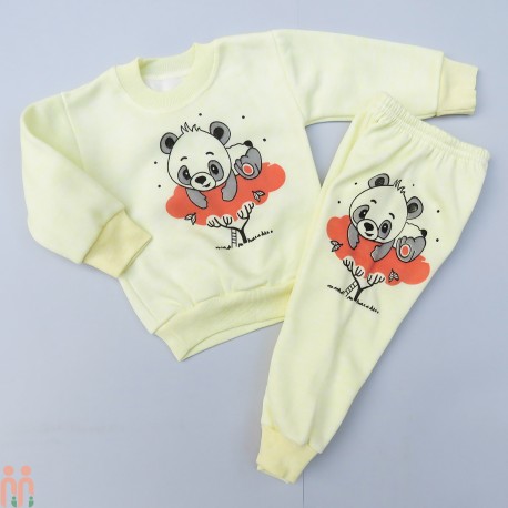 ست بلوز و شلوار گرم توکُرکی بچگانه لیمویی پاندا Baby warm clothes set