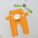 شلوار دخترانه پسرانه اسلش نخی گوش دار راحتی پرتقالی پنگوئن baby pants