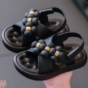 صندل دخترانه اسپرت مشکی طرح شکوفه kids sandals