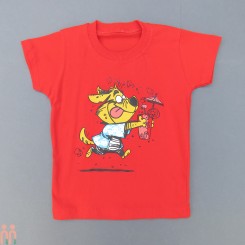 لباس تیشرت بچه گانه اسپرت نخی قرمز سگ بامزه Kids Tshirt