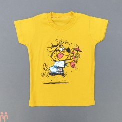 لباس تیشرت بچه گانه اسپرت نخی زرد سگ بامزه Kids Tshirt