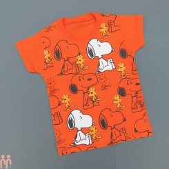لباس تیشرت بچه گانه اسپرت نخی نارنجی اسنوپی Snoopy Kids Tshirt